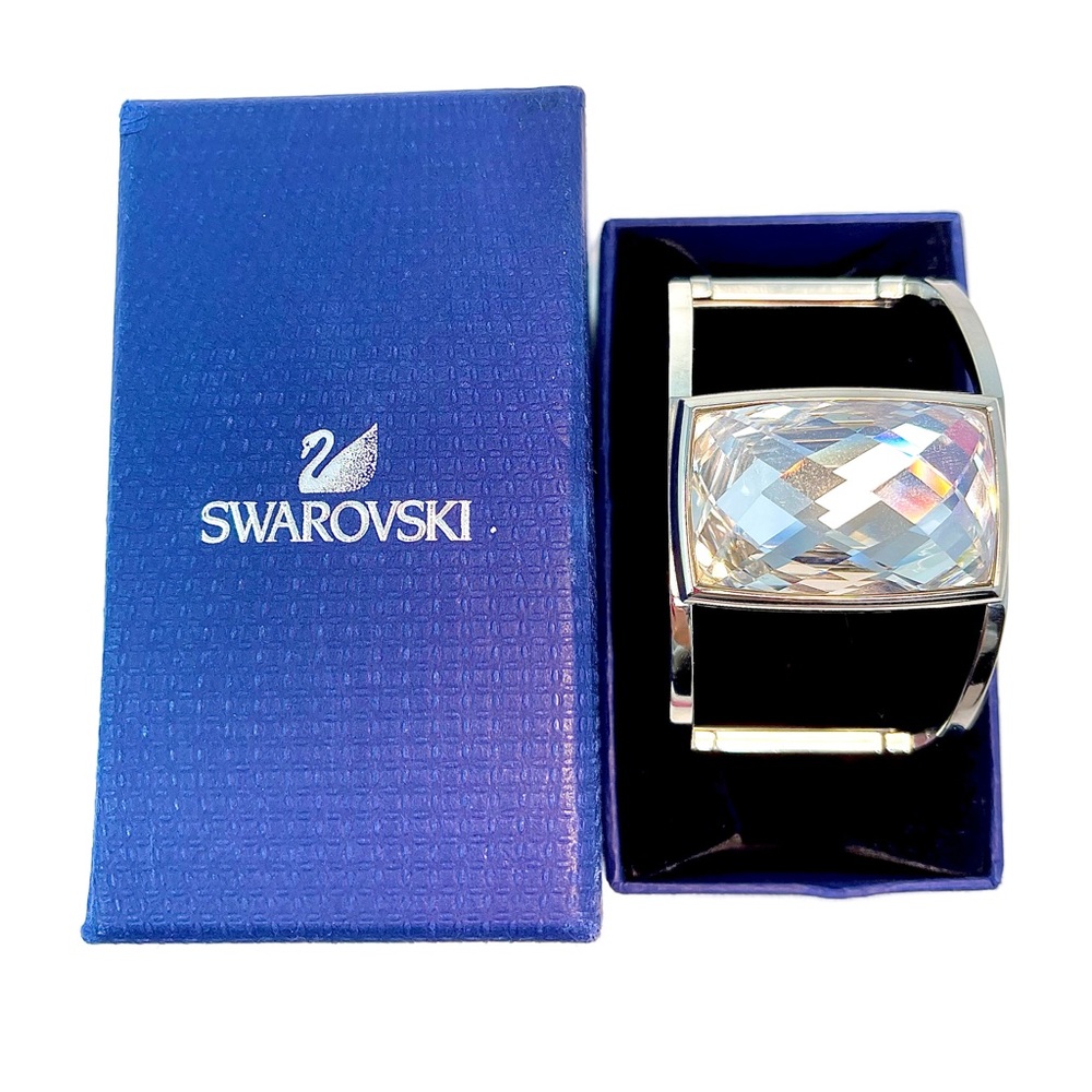 Swarovski Clear Crystal Hinged Bangle Bracelet – With Original Box